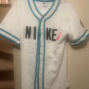 Nike White Jersey with Teal and Pink Accents